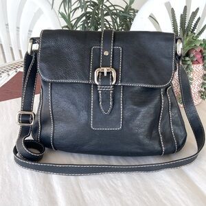 Fossil Black Leather Satchel Bag